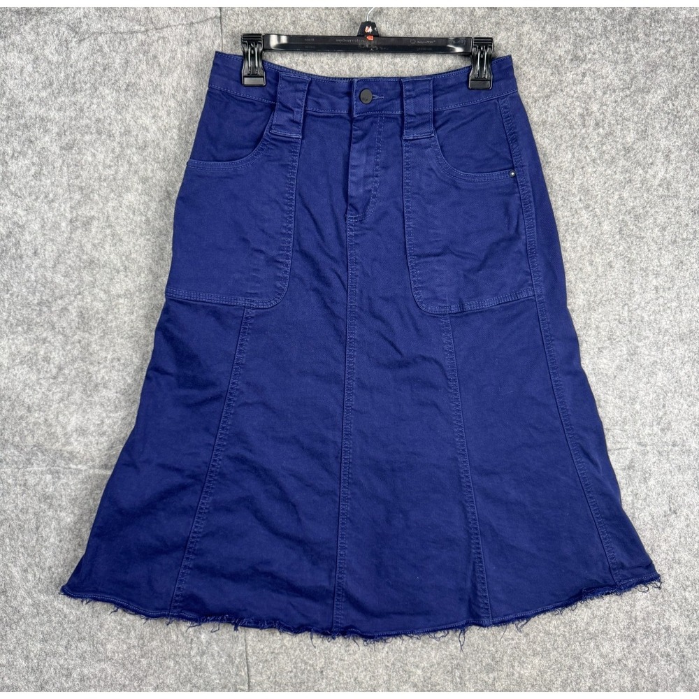 Wash Lab Denim Skirt Women's 27 Blue Frayed Pockets A-Line